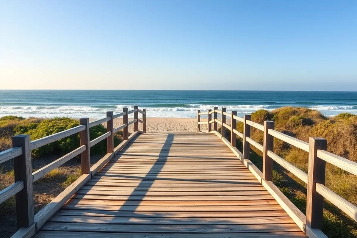 Boardwalks protect the dunes and keep the sand where it belongs.