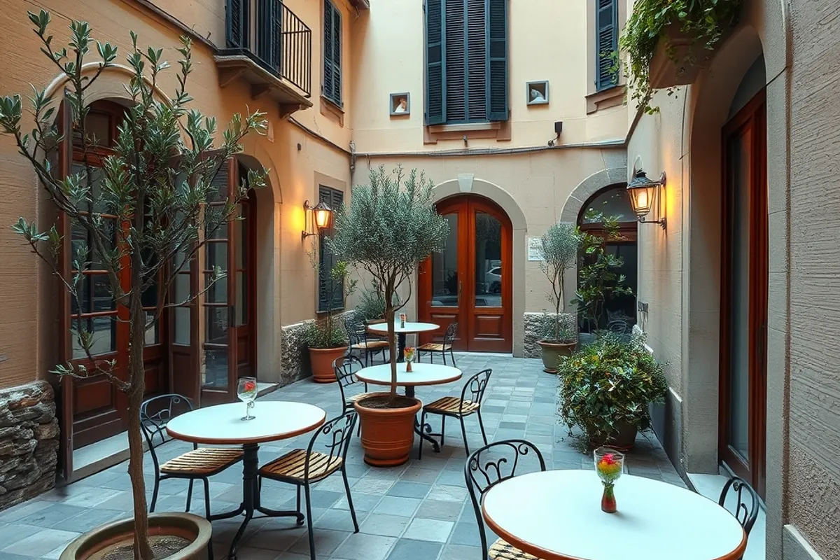 Small courtyards like this one in Porto keep rooms quiet and prices sane outside July.
