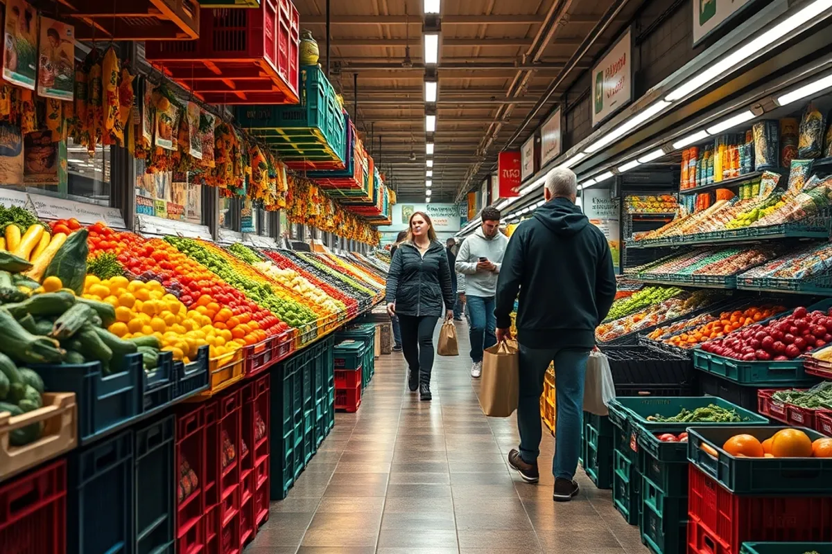 Colour is a guide. A stall that piles produce high is a stall that sells it fast.