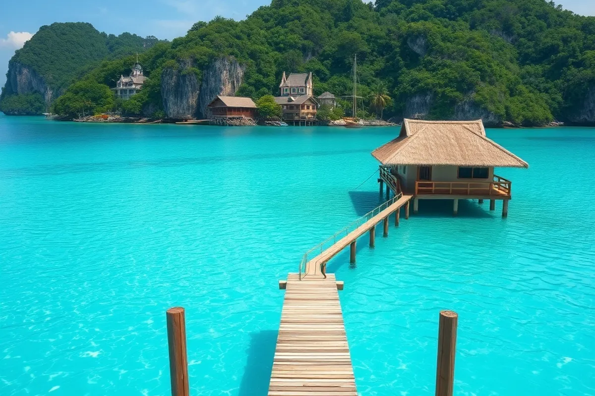 A sheltered lagoon can stay flat and clear while the open coast is rough.